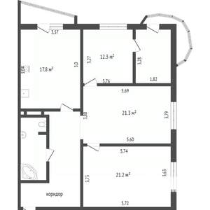 3-к квартира, вторичка, 88м2, 14/14 этаж