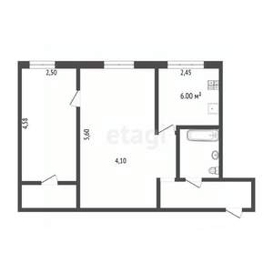2-к квартира, вторичка, 46м2, 1/5 этаж