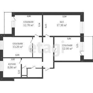 4-к квартира, вторичка, 84м2, 4/9 этаж