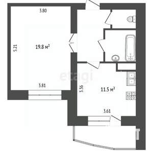 1-к квартира, вторичка, 42м2, 2/7 этаж