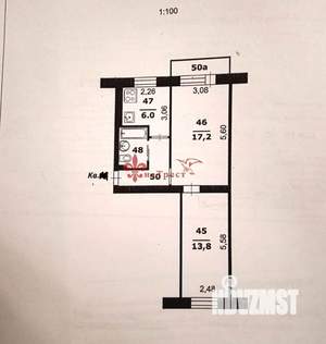 2-к квартира, вторичка, 44м2, 2/5 этаж