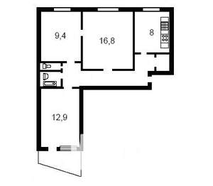 3-к квартира, вторичка, 61м2, 5/5 этаж