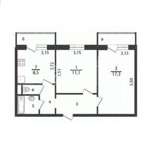 2-к квартира, вторичка, 53м2, 7/7 этаж