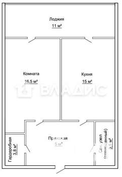 1-к квартира, вторичка, 54м2, 6/6 этаж