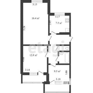 3-к квартира, вторичка, 59м2, 9/9 этаж
