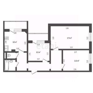 3-к квартира, вторичка, 65м2, 9/10 этаж