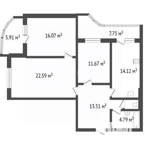 3-к квартира, вторичка, 83м2, 13/17 этаж