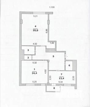 2-к квартира, вторичка, 100м2, 7/9 этаж