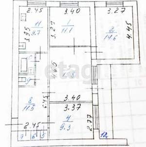 4-к квартира, вторичка, 79м2, 1/12 этаж