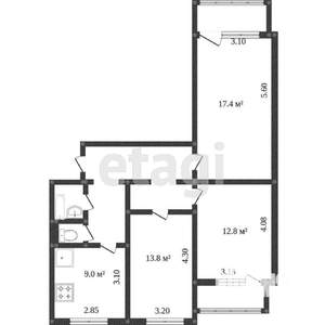 3-к квартира, вторичка, 65м2, 1/9 этаж