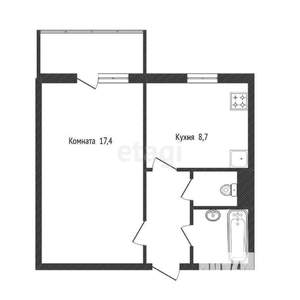 1-к квартира, вторичка, 39м2, 4/15 этаж