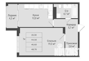 1-к квартира, строящийся дом, 49м2, 5/17 этаж