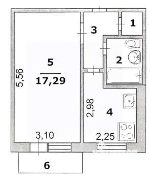 1-к квартира, вторичка, 30м2, 2/5 этаж