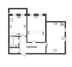 2-к квартира, вторичка, 56м2, 10/15 этаж