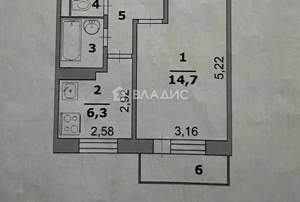 1-к квартира, вторичка, 29м2, 3/9 этаж