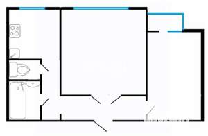 2-к квартира, вторичка, 46м2, 3/9 этаж