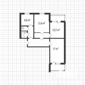 3-к квартира, вторичка, 71м2, 7/9 этаж