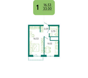 1-к квартира, вторичка, 33м2, 3/8 этаж