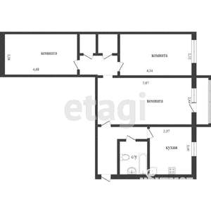 3-к квартира, вторичка, 56м2, 2/3 этаж