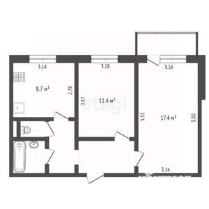 2-к квартира, вторичка, 52м2, 7/10 этаж