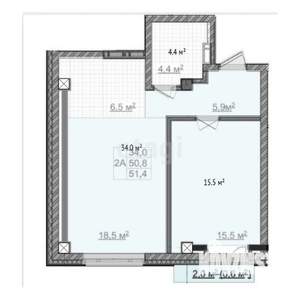 1-к квартира, вторичка, 41м2, 4/6 этаж