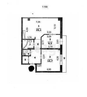 2-к квартира, вторичка, 66м2, 5/6 этаж