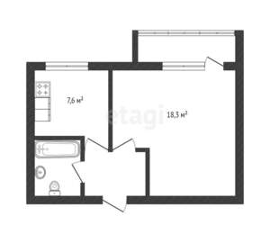 1-к квартира, вторичка, 29м2, 3/5 этаж