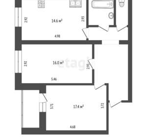 2-к квартира, вторичка, 41м2, 1/4 этаж