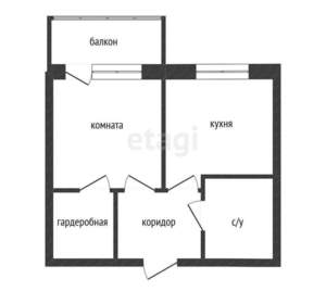1-к квартира, вторичка, 35м2, 2/5 этаж