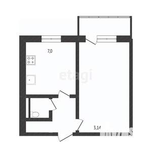 1-к квартира, вторичка, 30м2, 5/5 этаж