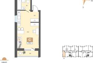 Студия квартира, вторичка, 31м2, 6/8 этаж