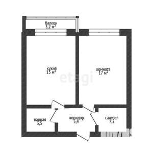 1-к квартира, вторичка, 43м2, 7/8 этаж