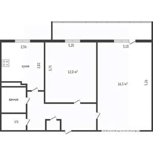 2-к квартира, вторичка, 74м2, 10/10 этаж