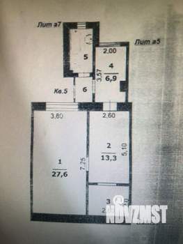 2-к квартира, вторичка, 59м2, 1/1 этаж