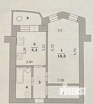 1-к квартира, вторичка, 39м2, 3/5 этаж