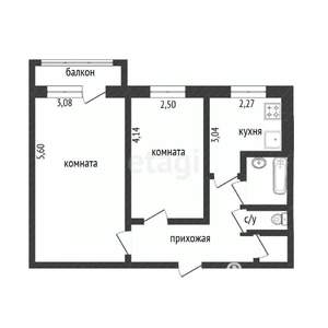 2-к квартира, вторичка, 44м2, 2/5 этаж