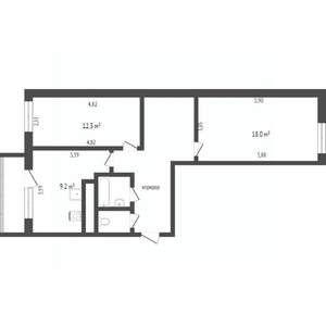 2-к квартира, вторичка, 57м2, 5/6 этаж