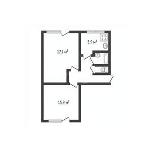 2-к квартира, вторичка, 47м2, 4/5 этаж