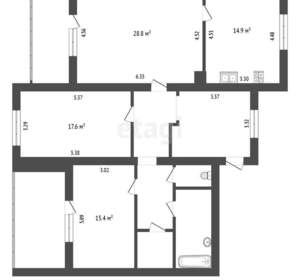 3-к квартира, вторичка, 112м2, 4/14 этаж