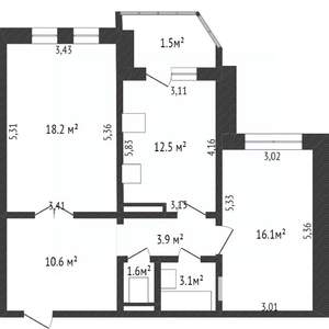 2-к квартира, вторичка, 72м2, 7/14 этаж