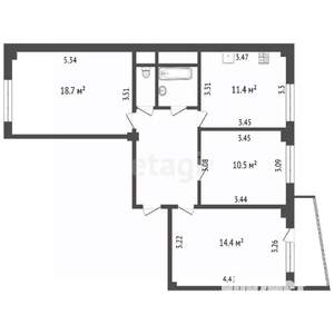 3-к квартира, вторичка, 71м2, 11/15 этаж