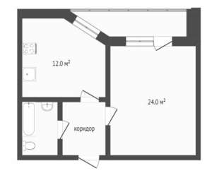 1-к квартира, вторичка, 54м2, 7/9 этаж