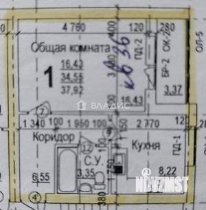 1-к квартира, вторичка, 35м2, 3/3 этаж