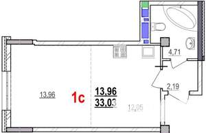 Студия квартира, вторичка, 33м2, 13/18 этаж