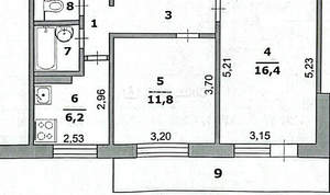 2-к квартира, вторичка, 46м2, 2/9 этаж