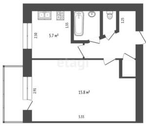 1-к квартира, вторичка, 30м2, 2/5 этаж