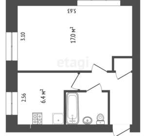 1-к квартира, вторичка, 37м2, 1/5 этаж