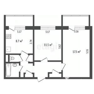 2-к квартира, вторичка, 51м2, 10/10 этаж