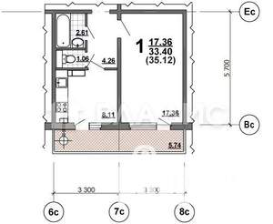 1-к квартира, вторичка, 34м2, 2/10 этаж