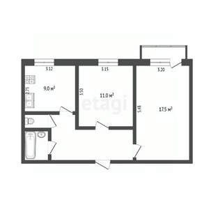 2-к квартира, вторичка, 52м2, 9/10 этаж